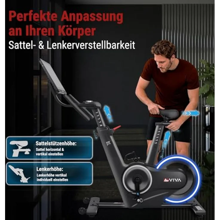 AsVIVA S20 Speedbike, Indoor Cycle Heimtrainer mit 20 kg Schwungmasse, 32 Stufen, Bluetooth und 21,5" Touchdisplay, leise für Zuhause – Bild 12
