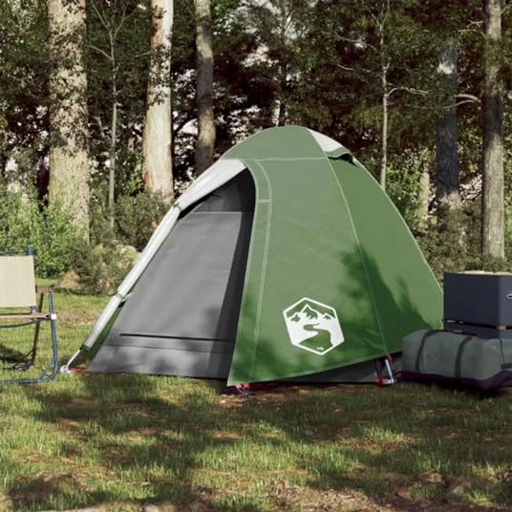 vidaXL Kuppelzelt, Campingzelt für 2 Personen Wasserdicht, Outdoor Zelt mit Abnehmbarem Überzelt Insektenschutz, Trekkingzelt Leicht Tragbar, Grün – Bild 4