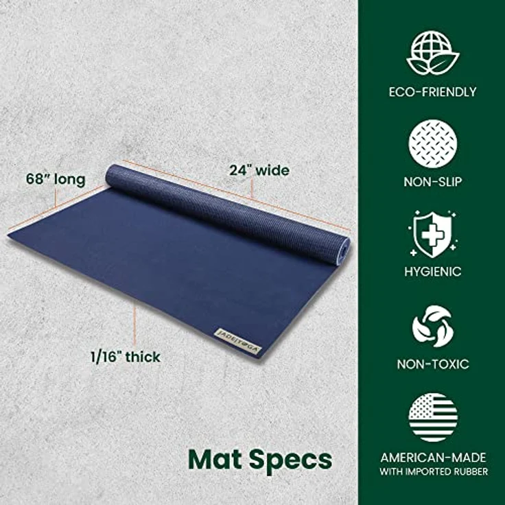 JadeYoga Voyager rutschfeste Naturkautschuk Yogamatte, 1.6mm dick, 173cm lang, latexfrei, geeignet für Anusara und Hatha Yoga – Bild 3
