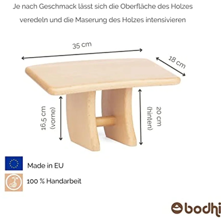 Bodhi Meditationsbank aus Holz (Buche) | Yoga Hocker | Kniesitz Medibank für tiefe Meditation | LHOTSE Buche geölt – Bild 3