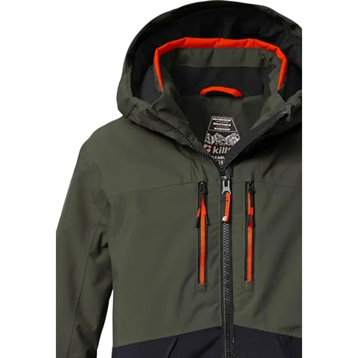 Killtec Kids Skijacke, wasser- und winddichte Winterjacke für Jungen, grün, Größe 140, mit reflektierenden Elementen und abnehmbarer Kapuze – Bild 3