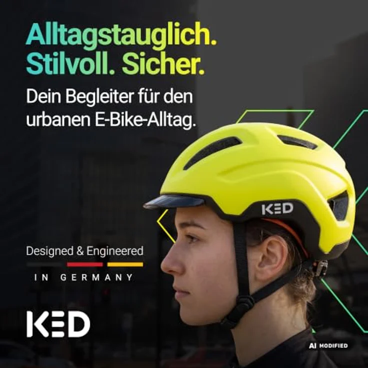 KED Ahead Pedalon E-Bike Fahrradhelm, mit LED-Rücklicht, Maxshell-Technologie, superleicht, Pedalon Yellow Green Matt, Größe 53-56 (S) – Bild 2