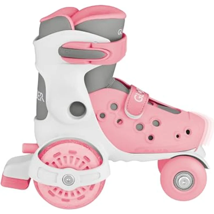Globber Learning Skates, Quad-Skates für Mädchen, Pastellrosa, verstellbare Größe 26-29, mit Klettverschluss und Polyurethan-Rollen – Bild 5