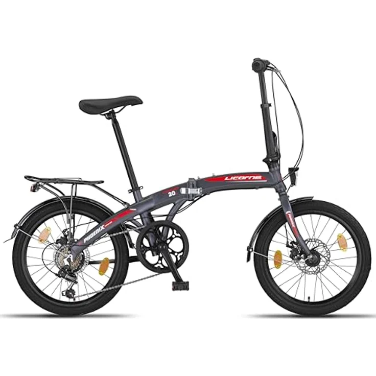 Licorne Bike Phoenix 2D 20 Zoll Aluminium Faltrad Klapprad Scheibenbremse Discbremse Faltfahrrad Herren Damen 7 Gang Kettenschaltung Folding City Bike Alu-Rahmen StVZO, Schwarz – Bild 4