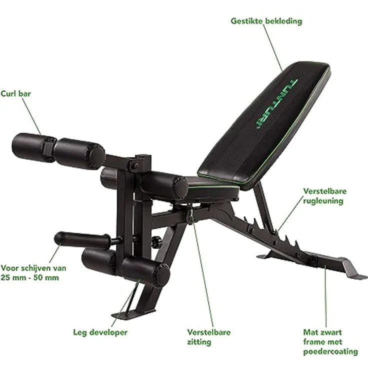 Tunturi Hantelbank UB60, Fitnessbank, verstellbar, klappbar, Bauchtrainer – Bild 4