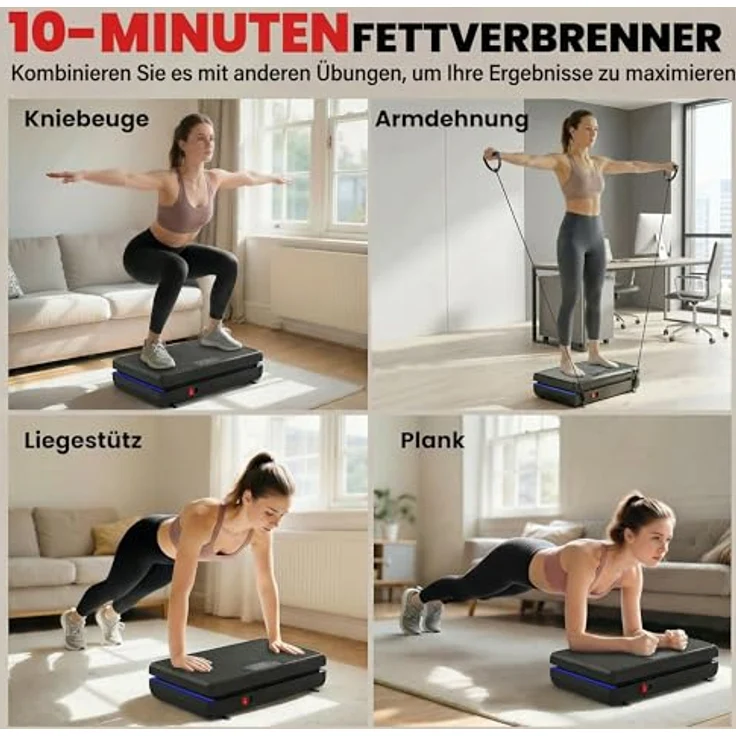 SPORTNOW Vibrationsplatte Rüttelplatte mit 120 Intensitätsstufen, 5 Vorprogrammen und Widerstandsbändern, schwarz – Bild 5