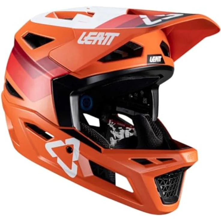 Leatt Fullface Helm Gravity 4.0, MTB Integralhelm mit 22 Belüftungsöffnungen, Flame - Orange Rot, Größe M – Bild 1