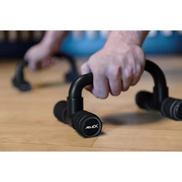 JELEX Gain Hard Push Up Bar Liegestützgriffe gepolsterte, handgelenkschonende Liegestützgriffe 2er-Set mit rutschfesten Füßen (Schwarz) – Bild 4