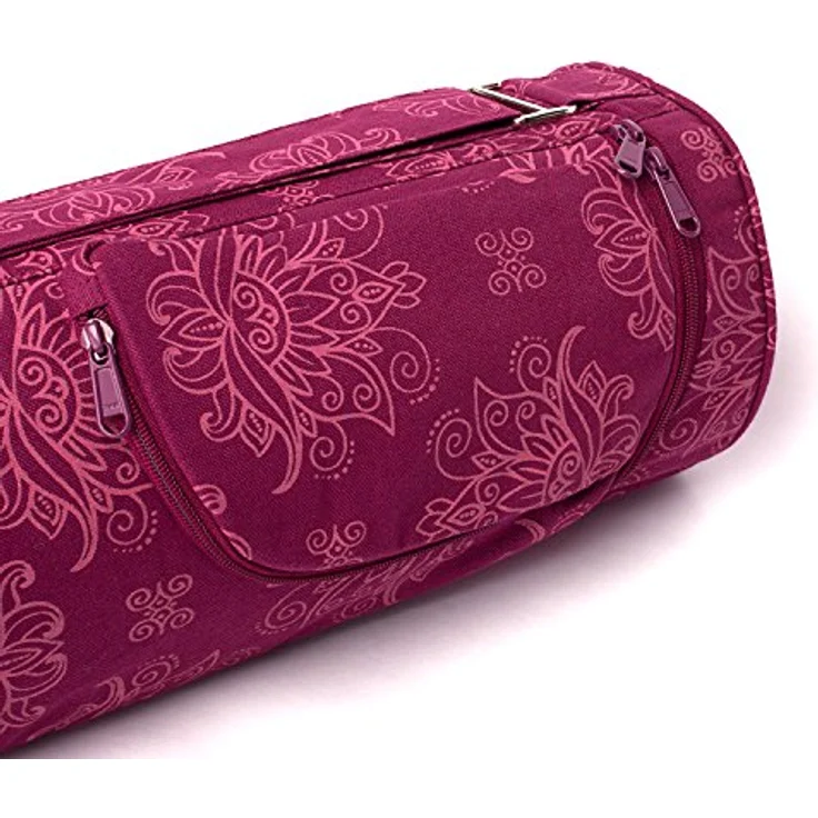 Bodhi Yogatasche ASANA Bag Cotton | Maharaja Collection | Yogamattentasche in verschiedenen Größen | Baumwolltasche für Yogamatte & Zubehör | inkl. Außentaschen | 60 cm | Lotus/Berry – Bild 2