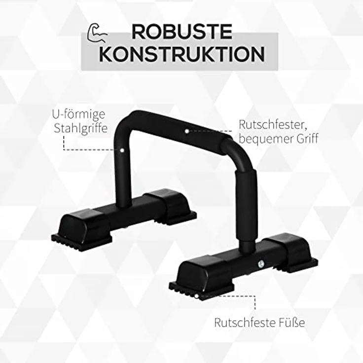 HOMCOM Liegestützgriffe 2er Set rutschfest Push Up Griffe Push up Bars Parallettes Liegestützen für Muskeltraining und Krafttraining Stahl – Bild 5