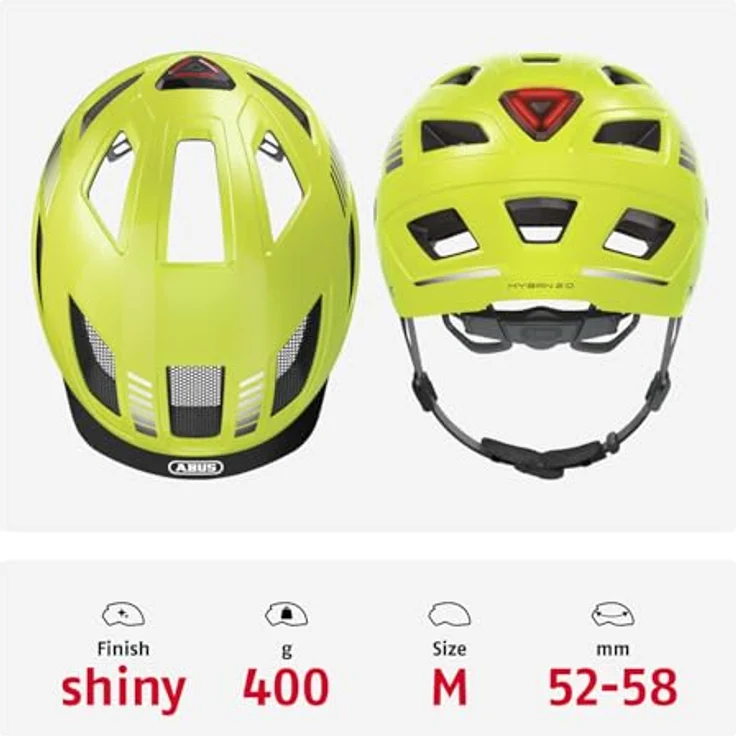 Abus Hyban 2. 0 Fahrradhelm - Gelb 52 - 58 cm – Bild 4