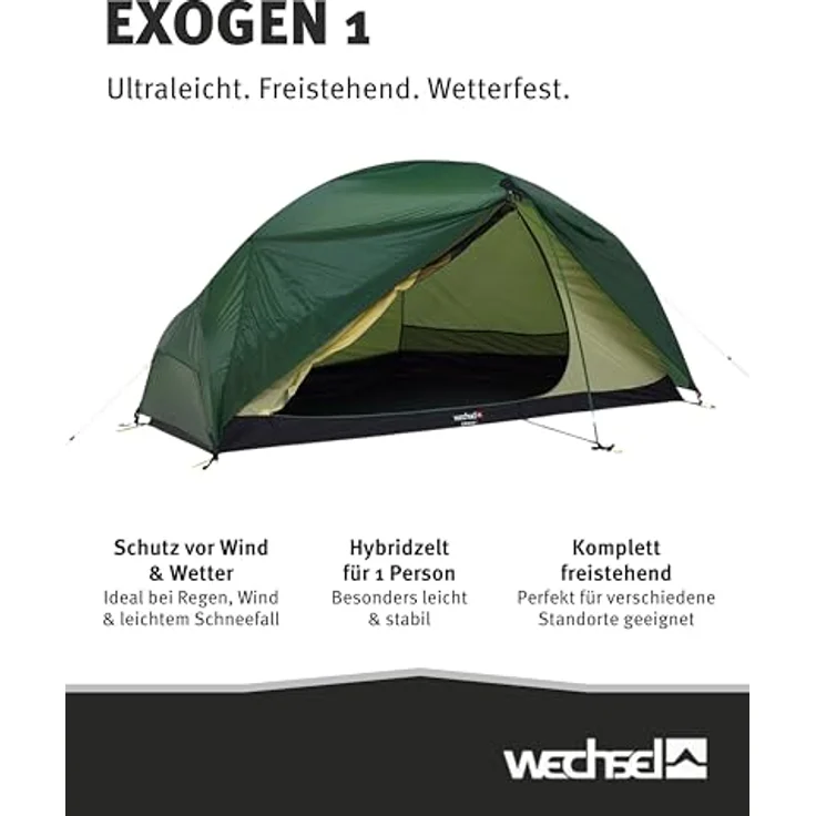 Wechsel Exogen 1 Zero-G Line, Kuppelzelt für 1 Person, 1.49 kg, leicht und separat aufbaubar – Bild 2
