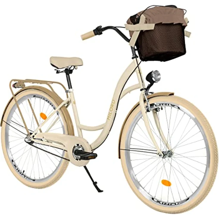 Milordbikes City-Fahrrad, Creme-Braun, 46 cm, Aluminiumfelgen, 700C x 35 mm Reifen, Freizeit & Sport – Bild 1