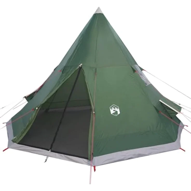 vidaXL Campingzelt, Tipi Zelt für 4 Personen Wasserdicht, Pyramidenzelt Leicht Tragbar, Indianerzelt für Camping Outdoor Wandern, Grün – Bild 1