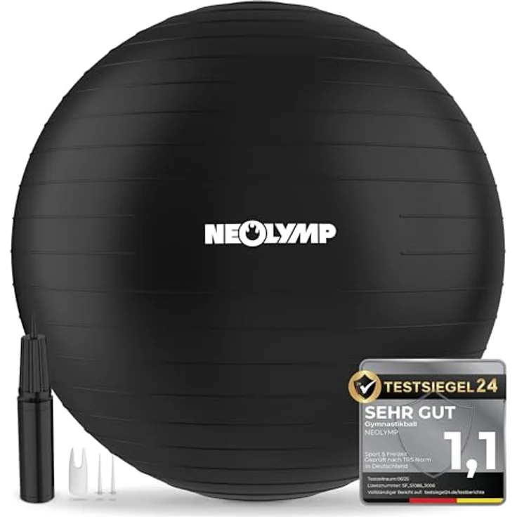 NEOLYMP Gymnastikball, ergonomischer Sitzball für Büro und Training, 300 kg belastbar, rutschfest & Anti Burst, Schwarz, Größe L | 180 cm – Bild 1