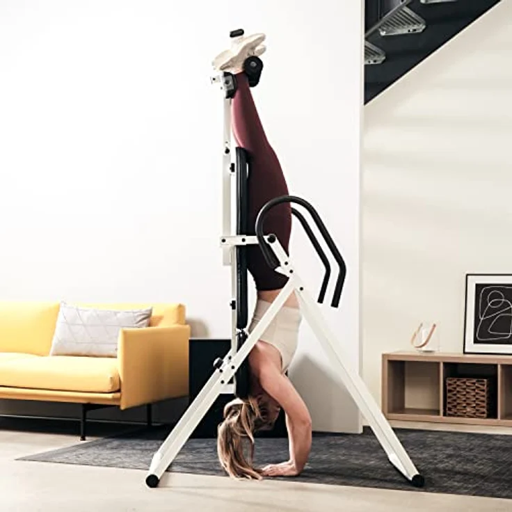 SportPlus Inversionsbank, klappbarer Schwerkrafttrainer, Inversion Table mit 4 oder 6 Inversionswinkel, Streckbank zur Entlastung der Wirbelsäule, Nutzergewicht bis 135 kg, Rückenstrecker – Bild 3