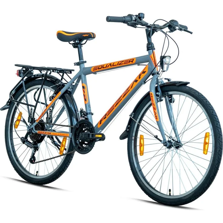 Rezzak Kinderfahrrad 24 Zoll Cityfahrrad Jungenfahrrad mit 21-Gang Shimano Schaltung, straßenzugelassen, Orange