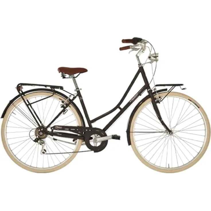 ALPINA Viaggio Damenfahrrad, Schwarz, 28 Zoll, 6-Gang-Getriebe, Stahlrahmen 46 cm, für 160-180 cm Körpergröße geeignet, mit Gepäckträgern und Lichtern