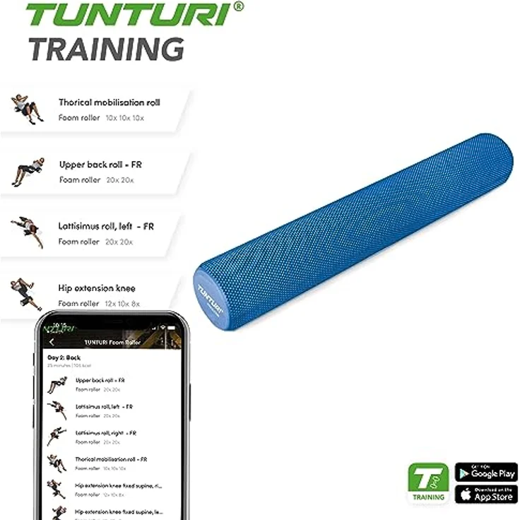 Tunturi Yoga Massagerolle - Schaumstoffrolle - Yogarolle - EVA - 90 cm – Bild 3