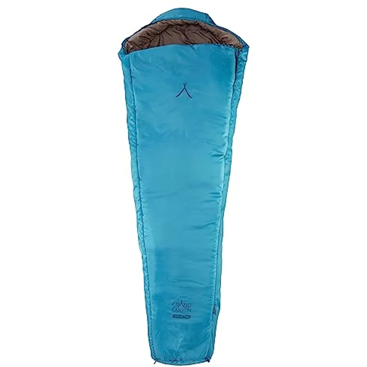Grand Canyon Fairbanks 190 Schlafsack, Blau, Körpergröße bis 190 cm, Temperaturbereiche 2 °C bis -21 °C, Mumienschlafsack, Ergonomische Kapuze, Leichtes Gewicht.