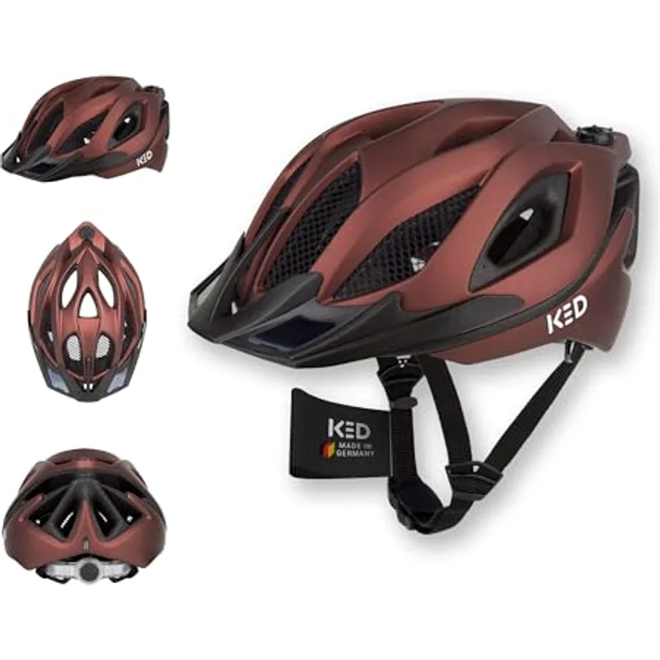 KED Spiri II Trend, Allround Fahrradhelm mit LED Licht, Insektenschutznetz und K-FIT System, maroon red, Größe 52-58 (M)