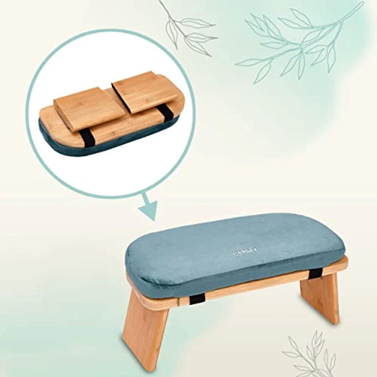 Zen Power Yoga Bench, klappbare Yoga Bank aus Holz, ergonomische Meditationsbank, Gebetshocker für spirituelle Momente im Alltag, bequem und weich gepolstert, Yoga-Zubehör – Bild 3