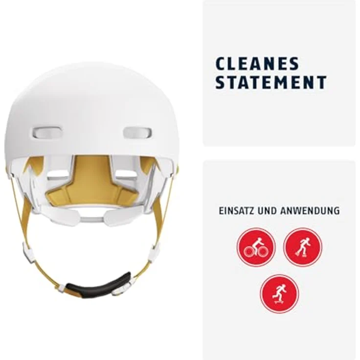 ABUS Fahrradhelm XOXO, Cityhelm im Skater-Look für Skateboard, Fahrrad und Scooter, optimiertes Kinnpolster, Größe S, Weiß – Bild 2