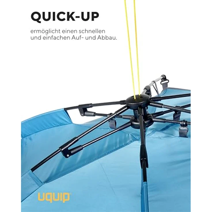 Uquip Speedy Strandzelt & Strandmuschel, 2.50 kg, Grau-Blau, innovatives Schnellaufbausystem, 115 cm Höhe, robustes Polyester – Bild 6