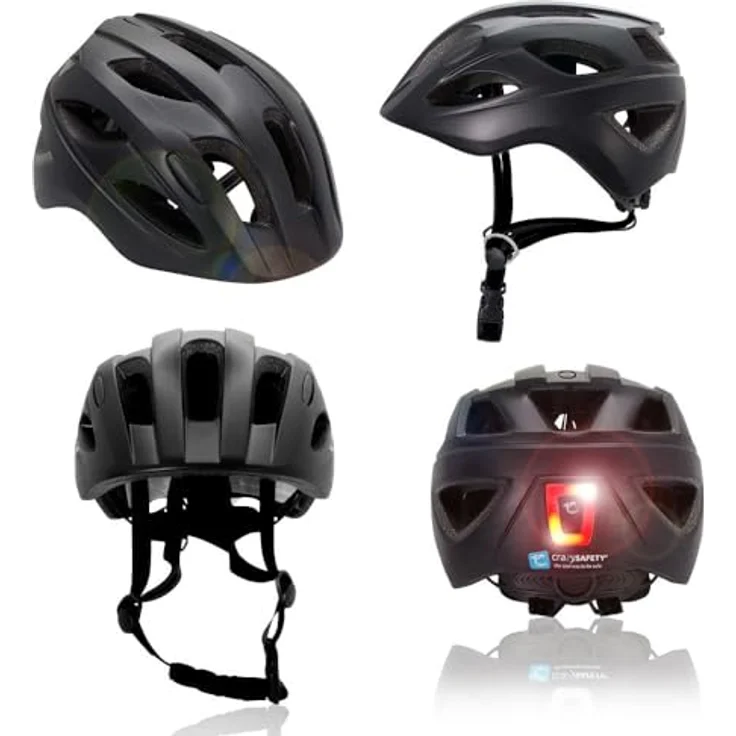 Crazy Safety Cool Swat Kinderfahrradhelm, schwarz, für 6-12 Jahre, leicht, EN1078 zertifiziert, mit LED-Licht – Bild 2