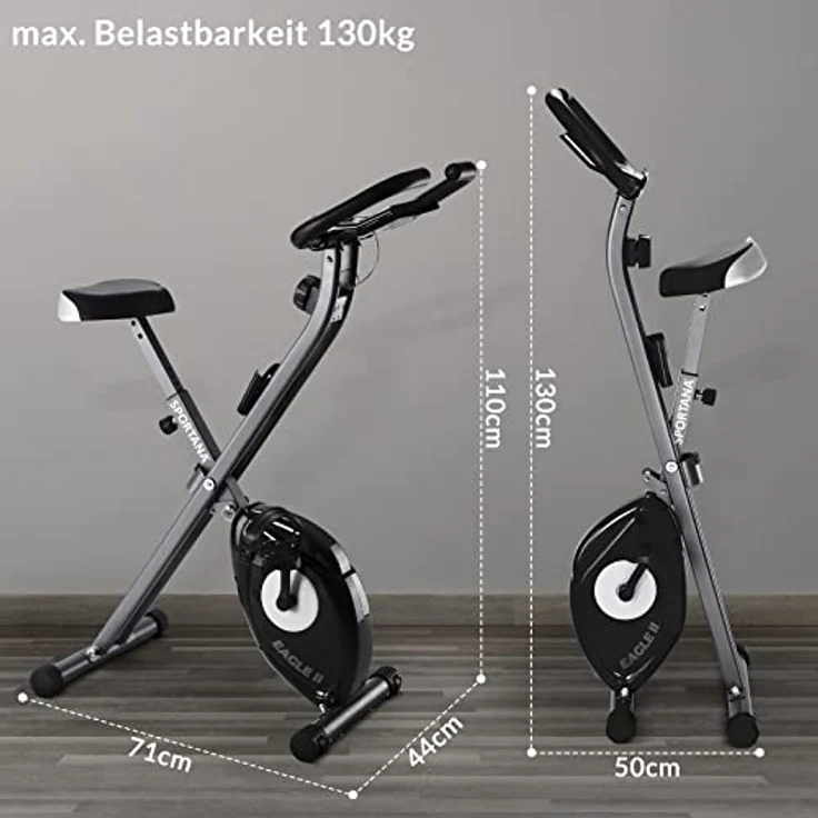 Sportana F-Bike Heimtrainer Eagle 2 Faltbar 10 Stufen 7 Sitzhöhen LCD Display 2 Fitnessbänder Fitnessfahrrad Fahrradtrainer Fitnessbike X-Bike – Bild 5