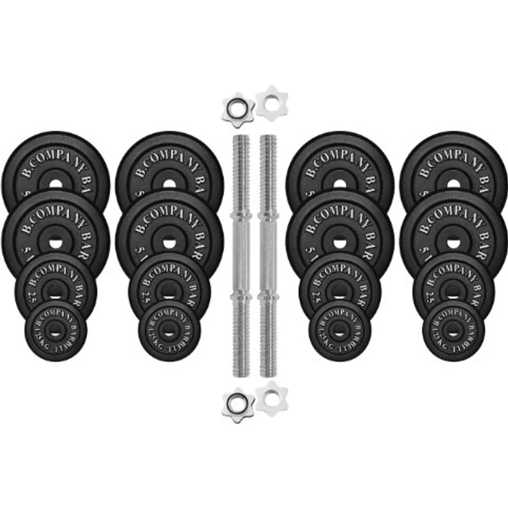 Bad Company Kurzhantel-Set I Hantelscheiben aus Gusseisen mit Kurzhantelstangen 30/31 mm I 2 x 30 kg – Bild 2