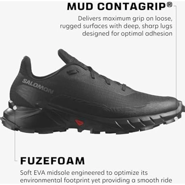 Salomon Alphacross 5 GTX Herren Wanderschuh, Schwarz, Größe 12, hochwertiges Obermaterial, nahtlose Passform, Contagrip Außensohle – Bild 2