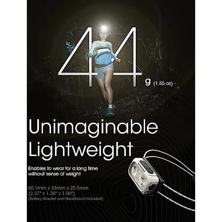 Nitecore Stirnlampe NU21, USB-C-aufladbar, 360 Lumen, 58 m Leuchtweite, Rotlicht, weiß – Bild 2