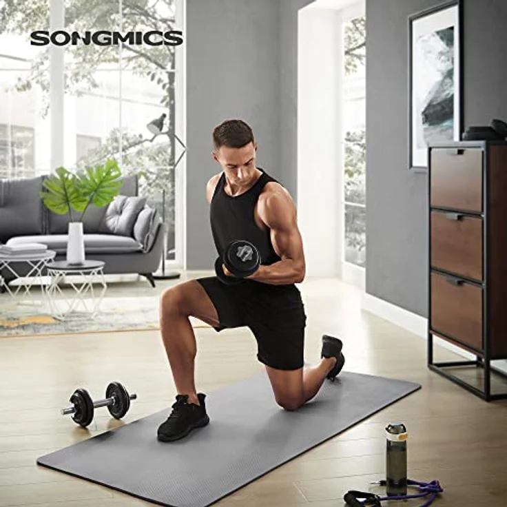 SONGMICS 2-in-1-Hanteln, 2er Set, Hantelset aus Gusseisen, verstellbar, Kurzhantelset mit Verbindungsrohr, Workout, Gewichtheben für Zuhause, Fitnessstudio, schwarz SYL20LBKV1 – Bild 3