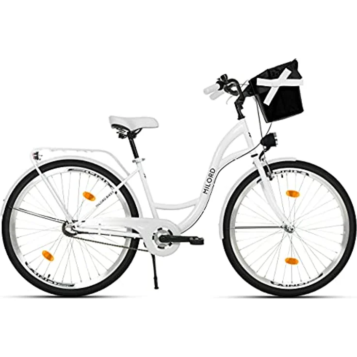 Milordbikes City-Fahrrad, Weiß, Metall, 46 cm, leichter Rahmen, Aluminiumfelgen, mit hinterem Träger – Bild 2