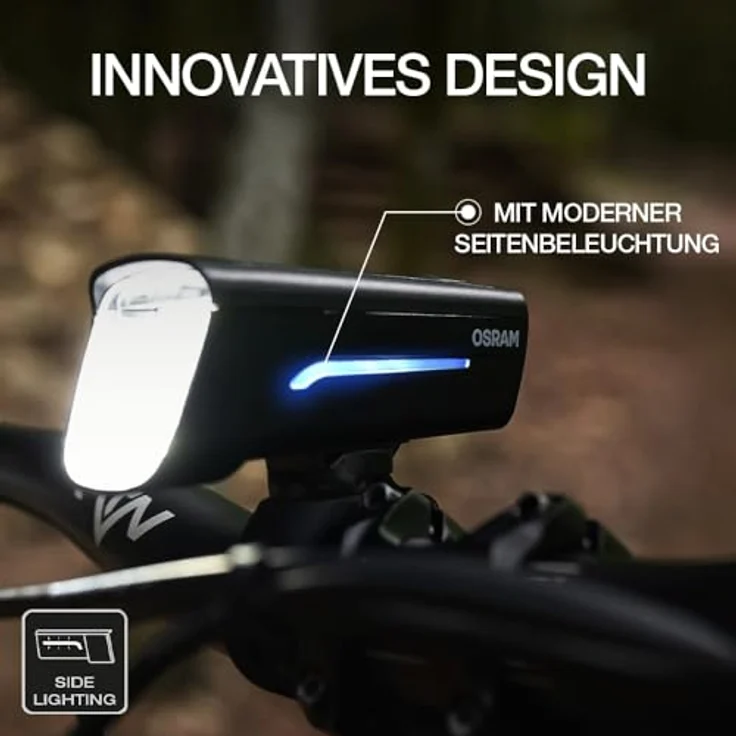 Osram Automotive LEDsBIKE RACE 50 SET, akkubetriebene Fahrradbeleuchtung mit 3 Helligkeitsstufen, 50 Lux, IP44, Schwarz – Bild 4