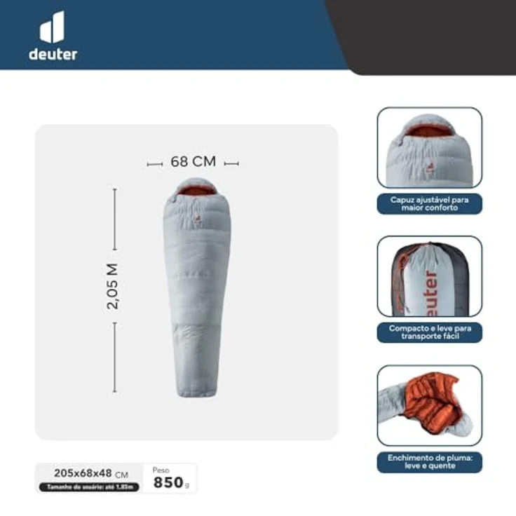 deuter Astro Pro 400 Daunen Schlafsack, tin-paprika mit Thermo Stretch Inside und bluesign zertifizierter Daune – Bild 2