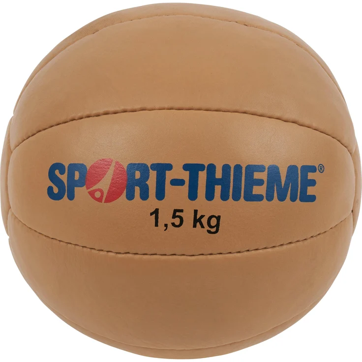 Sport-Thieme Medizinball Klassik, 1,5 kg, 19 cm Durchmesser, aus echtem Rindleder, Naturfarbe