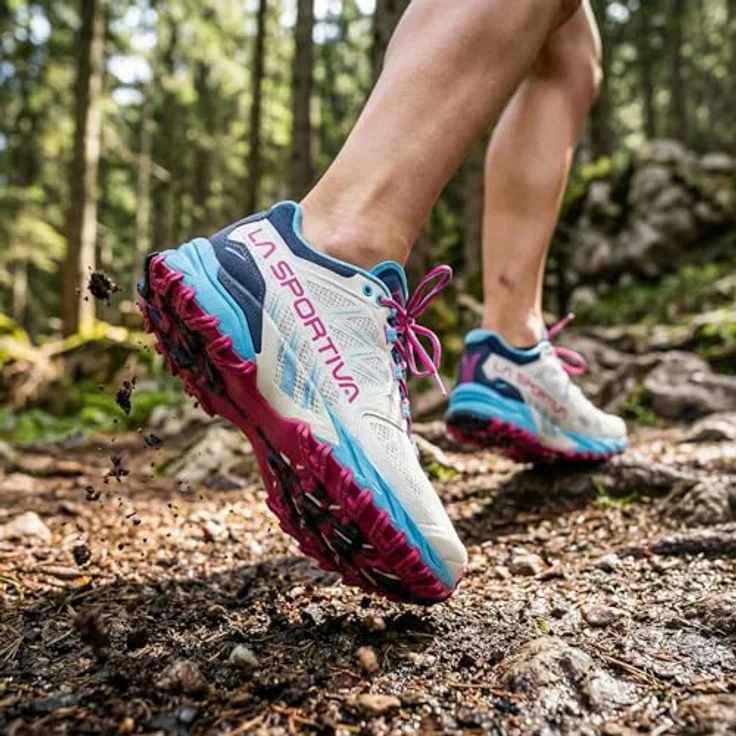 La Sportiva Bushido III Damen Trailrunning Schuhe, atmungsaktive Sohle mit FriXion® Red, Chalk/Night Sky, EU 41,5 – Bild 3