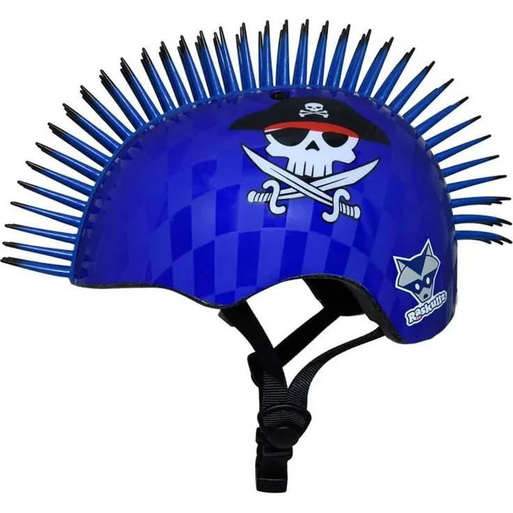 Raskullz Pirate Mohawk Junior-Helm, Velohelm für Kinder, Größe 50-54 cm, Blau