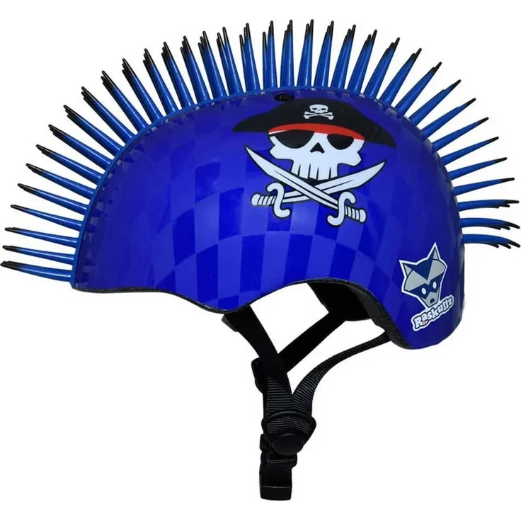 Raskullz Pirate Mohawk Junior-Helm, Velohelm für Kinder, Größe 50-54 cm, Blau