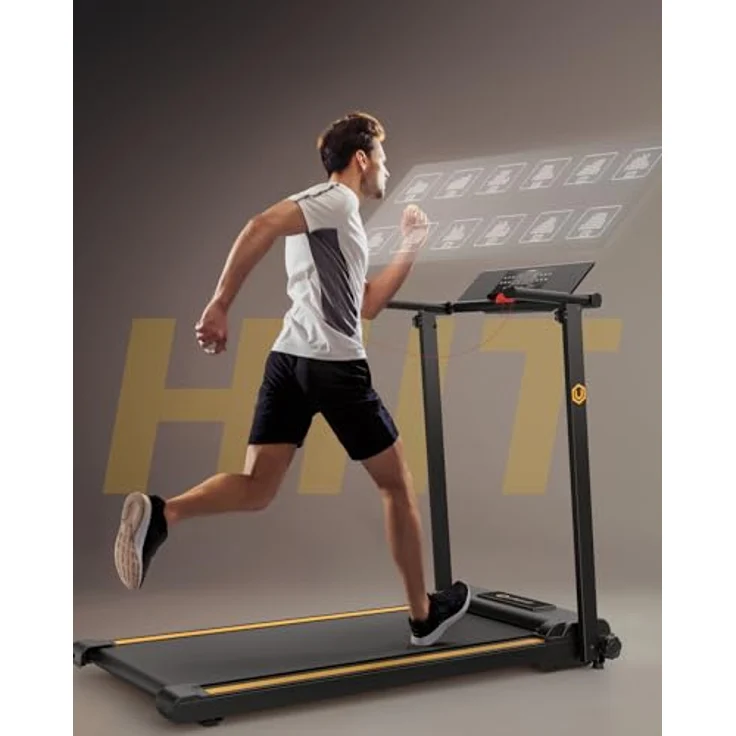 Urevo Laufband mit HIIT-Laufeinstellungen, leiser Motor und rutschfestem Gürtel, 16 Zoll breite Lauffläche – Bild 3