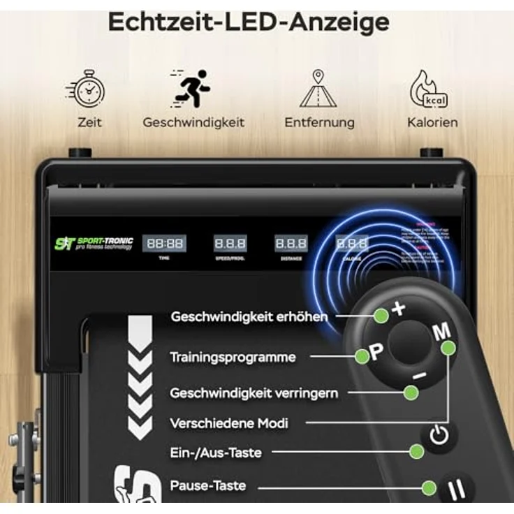 TurboTronic By Z-LINE Cardio Laufband & Cardiotrainer, bis 10 km/h, 2 Steigungsstufen, 6 Programme, LED-Display, Tablet-Halterung, klappbar, bis 120 kg, für Zuhause & Büro – Bild 4