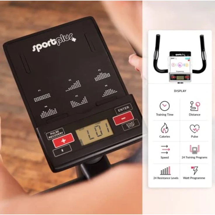 iE Neu SportPlus COMPACT Heimtrainer Fahrrad, 24 Widerstandsstufen, integrierte Herzfrequenz-Messer & App-Kompatibel, Home Fitness – Bild 5