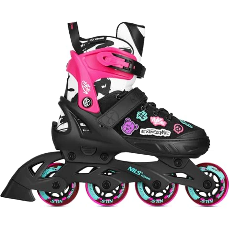 Nils Camp Inliner VERSTELLBAR, ABEC-5 Kugellager Inline-Skates für Kinder & Jugendliche, Pink, Größe 37-40 – Bild 5