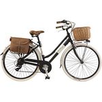 Via Veneto by Canellini Citybike CTB Donna Vintage Retro Aluminium (Schwarz, 46), 6-Gang Shimano TX50, 28 Zoll