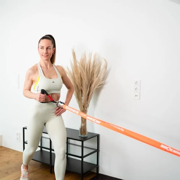 NEOLYMP Fitnessbänder Set Stoff, waschbare Resistance Bands in orange, grün und blau mit E-Book für umfassende Fitnessübungen – Bild 5