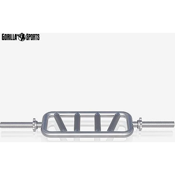 GORILLA SPORTS® Trizepstrainer - Ø 30mm, bis 200 kg Belastbar, Rahmenhantel mit 2 Sternverschlüsse, aus Chrom - Trizeps Hantelstange, Trizepsstange, Trizeps Bizeps Stange – Bild 3