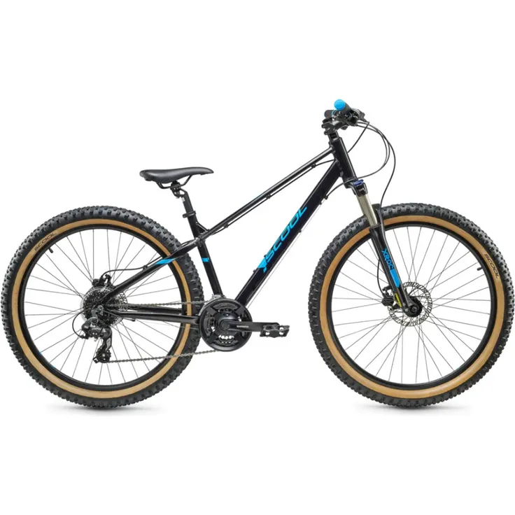 S'COOL Xroc Plus, Jugend Mountainbike 27,5" mit 24-Gang Shimano Schaltung und hydraulischen Scheibenbremsen, Schwarz/Blau | Gr. 45 cm