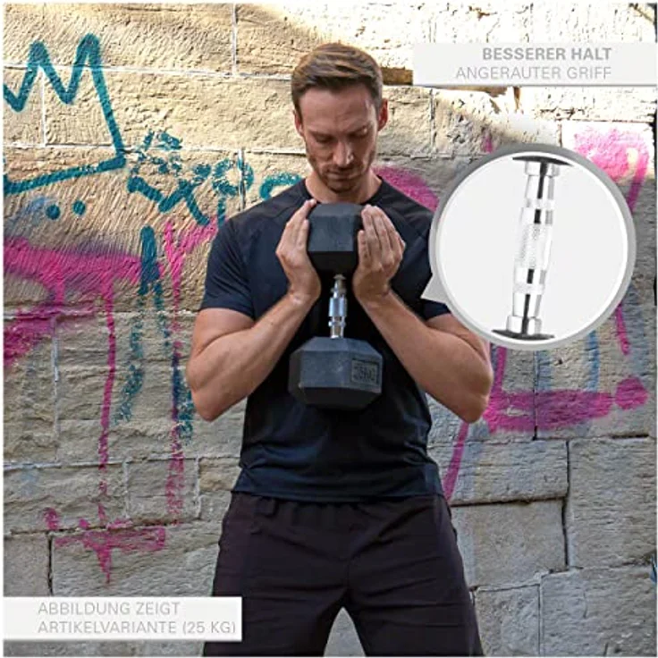 Sport-Tec Hex Kompakthantel aus Gummi, 22,5 kg, Hexagon-Hantel – Bild 3